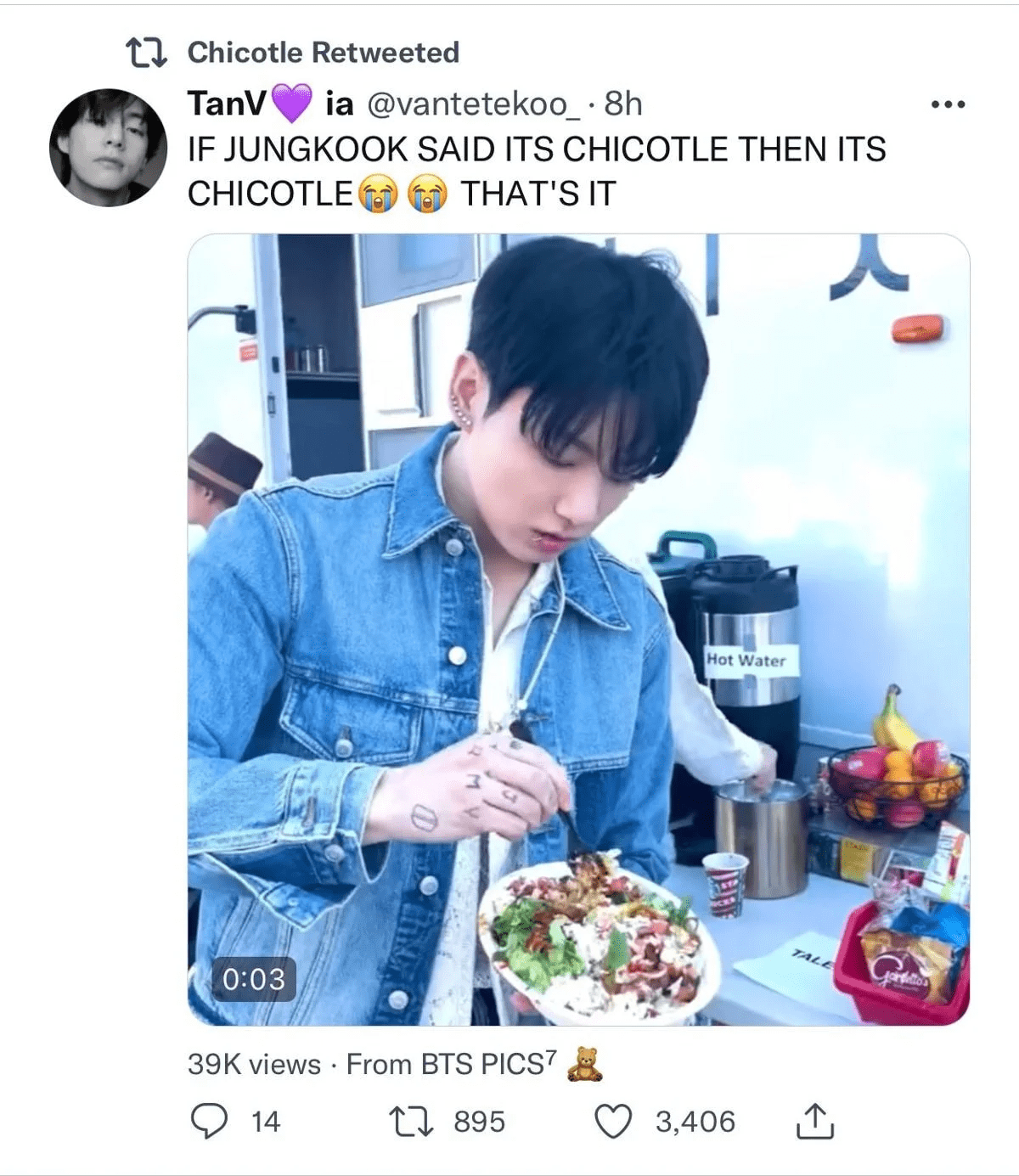 Chipotle Which Modified Their Account Title to &#8216;chicotle&#8217; Due BTS&#8217;s Jungkook