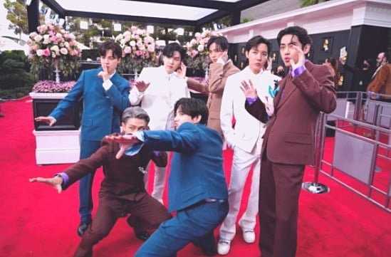 BTS and their red carpet stage at the Grammy Awards