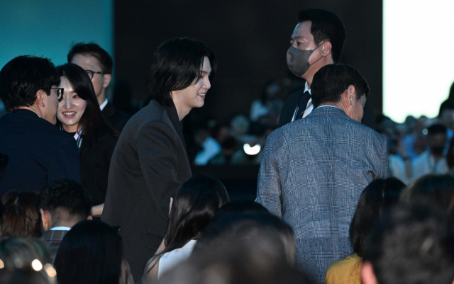 Suga attends the Samsung Galaxy Unpacked event